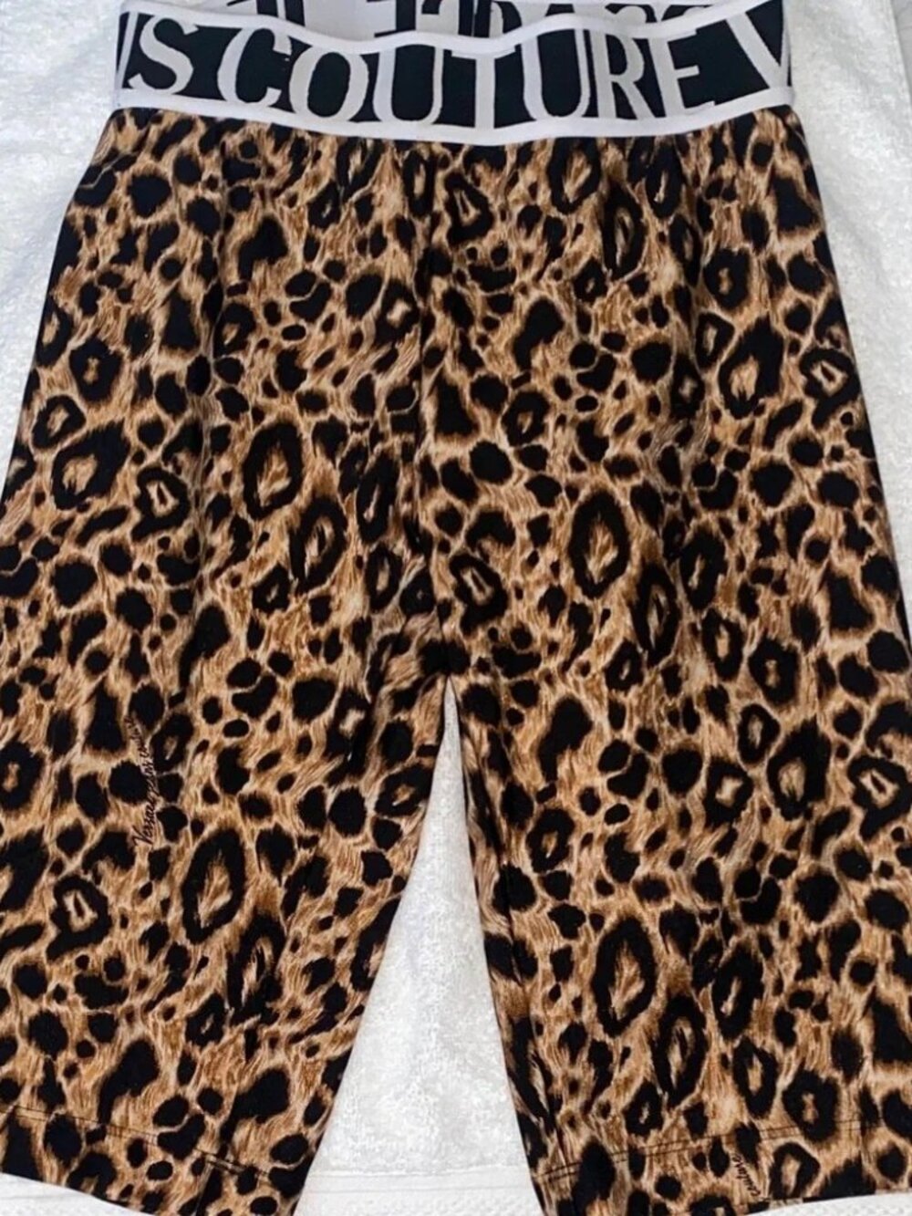 Versace Couture Leopard Print Bike Shorts